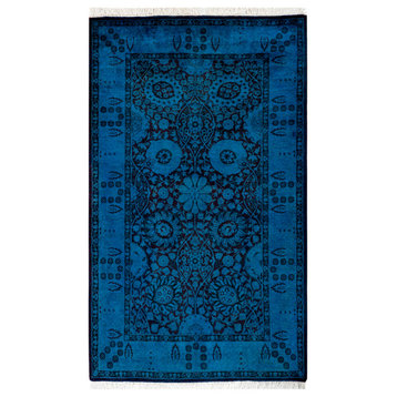 Fine Vibrance, One-of-a-Kind Hand-Knotted Area Rug Blue, 3' 2" x 5' 2"