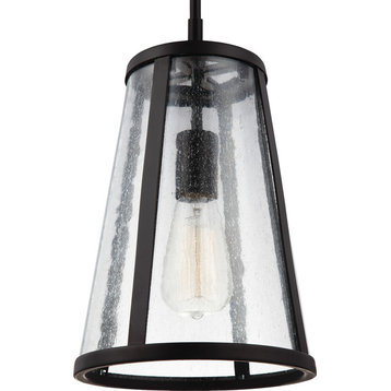 Harrow Pendant - Oil Rubbed Bronze, Clear Seeded, Small