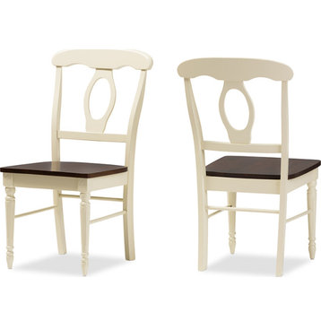 Napoleon French Country Cottage Dining Chair (Set of 2) - " Cherry" Brown, Cream