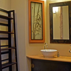 Bamboo: Hand-painted glass medicine door panel - Medicine Cabinets
