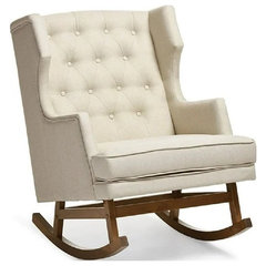 Imperium Linen Contemporary Rocking Chair With Pillow