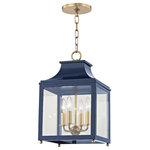 Mitzi by Hudson Valley - Leigh 4 Light Pendant in Aged Brass And Navy - Unlock the versatility of the pendant to give your space a fresh feel. How about one next to your bed or on either side of a mirror to light your morning wake-up routine? Stagger a few at different heights over your breakfast nook in a cluster or pop three over your kitchen island. They really can go everywhere.