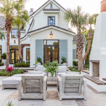 Patio Lighting with Gas Lanterns & Electric lights