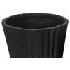 Planter With Ridged Design and Wooden Legs, 2-Piece Set, Black and Brown