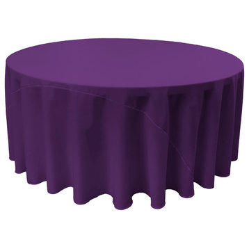 LA Linen Round Polyester Poplin, Purple, 120" Round
