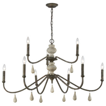 French Connection 42" Wide 9-Light Chandelier, Malted Rust