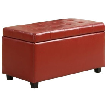 Atlin Designs Faux Leather Storage Bench in Red
