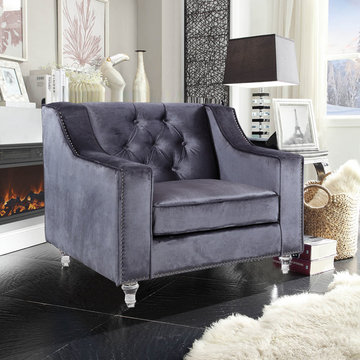 Chic Home Dylan Club Chair, Gray Velvet
