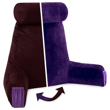 Medium Husband Pillow Mauve Purple Removable Neck Roll, Reversible Cover