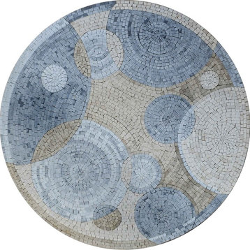 Mosaic Medallion, Pairs of Circles, 35"x35"