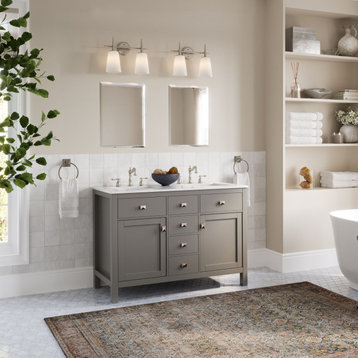 The Juno Bathroom Vanity, Double Sink, 48", Gray, Freestanding