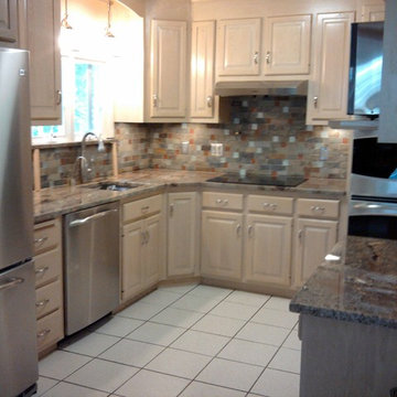 Fake Bricks & Crema Bordeaux Granite Countertops