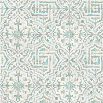 Teal and Gray Landondale Peel and Stick Wallpaper Bolt