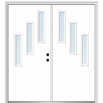 72"x80" 3 Lites Clear Left-Hand Inswing Primed Fiberglass Door, 4-9/16"