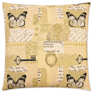 Copy Paste Yellow Feather Down Decorative Throw Pillow, 24x24