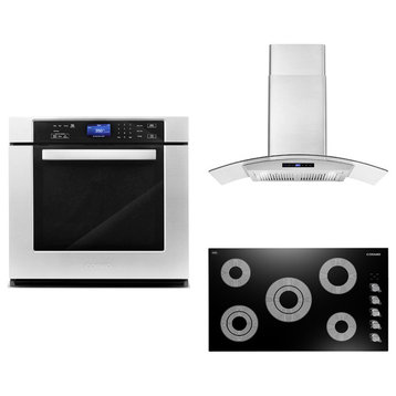 3-Piece 36" Electric Cooktop 36" Wall Mount Range Hood 30" Electric Wall Oven