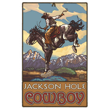 Paul A. Lanquist Jackson Hole Wyoming Cowboy Art Print, 12"x18"