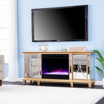 Tinturn Mirrored Color Changing Fireplace Gold