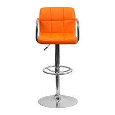 Orange Bar Stools and Counter Stools | Houzz - Flash Furniture - Weston Quilted Adjustable Height Bar Stool, Orange - Bar  Stools And Counter