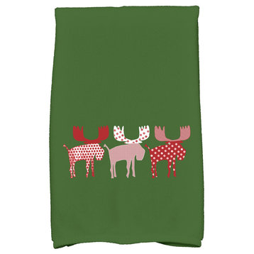 Merry Moose Holiday Animal Print Kitchen Towel, Green