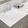Hugo Carrara White Marble Countertop Vanity in Gray Oak, chrome hardware, 60", Vanity With Mirror & Gooseneck Faucet