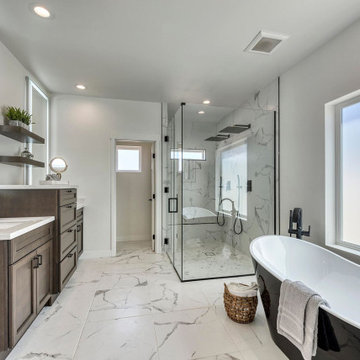 Marble-Style Tiled Bathroom Remodeling in Los Angeles, CA
