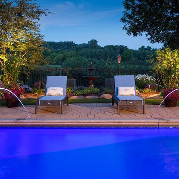 Pool With Dramatic LED Lighting | Water Features