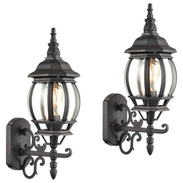 2 Pack Outdoor Wall Lantern Matte Black Wall Sconce