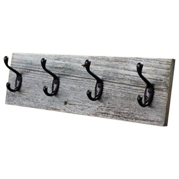 Rustic Coat Rack, Short Version, Aged Rustic, 24" With 5 Hooks