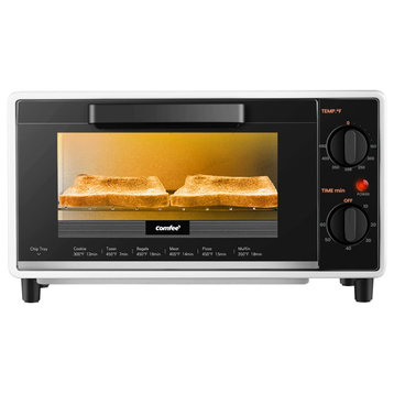 4 Slice Small Toaster Oven Countertop, Retro Compact Design, Multi-Function with, Mini Toaster Oven