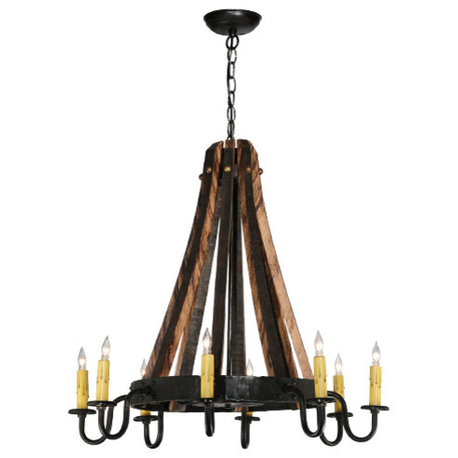 27W Barrel Stave Madera 8 LT Chandelier