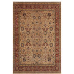 Bareens Designer Rugs - Antique Vegetable Dyed Tabriz Tan/Red Wool Rug - 8'1'' x 10'1'' - Designed with mesmerizing intricacy and gorgeous color palette, this hand-knotted masterpiece demonstrates the beauty and electrifying thrill of Pak Persian art. These meticulously hand-knotted Pak-Persian rug is made with pure wool and features breathtaking traditional, transitional, and tribal designs in bold luxurious color pallets. Known for their intricate designs these rugs are a reproduction of Persian rugs, made in Pakistan with unique Mughal designs. Made by master weavers using the same Persian texture, design and dying technique, we wanted to produce the most significant manifestation of Persian art, life, and culture. This rug is most famous for its exceptional quality, incredible designs, patterns, and vibrant rich color. Pak-Persian rugs made with Persian weave with high knot counts, which enables the high intricacy and detail found in the patterns are also referred to as "State of art", each color adds a rich beautiful detail in the artwork of this rug. The design, color, and beautiful chromatic composition with a vibrant sheen with intricate designs, exude beauty, elegance, and quality make this rug a masterpiece of its own.