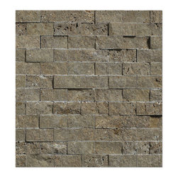 1x2 Noce Travertine Mosaic Pplit Face - Home Decor