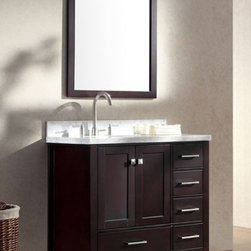 37 inch Single Sink Espresso Finish Bathroom Vanity Carrara White Marble Counter - Bathroom Vanities And Sink Consoles