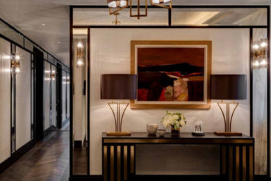 Photo of a medium sized contemporary foyer in London.