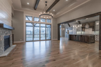 Inspiration for a large craftsman family room remodel in Kansas City