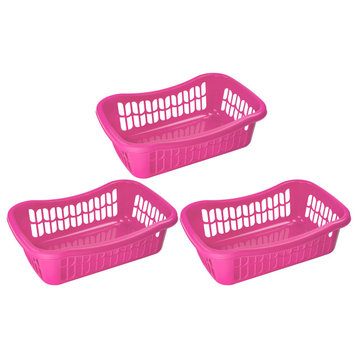 Large Plastic Storage Organizing Basket, Pack of 3, 32-1191-3, Pink