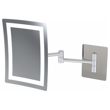 Single Sided 3500K and 5500K Switchable LED Rectangular Wall Mirror Hardwired, Polished Nickel