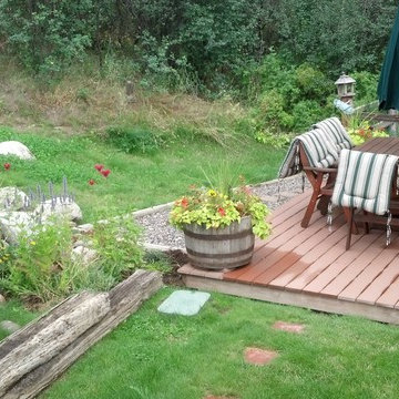 patio at base of water feature