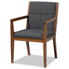 Theresa Dark Grey Fabric and Walnut Brown Finished Wood Living Room Accent Chair