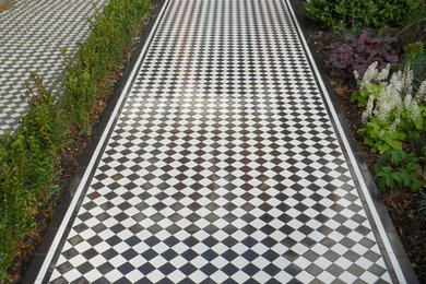 Long 5x5 checker Victorian pathway in NW London