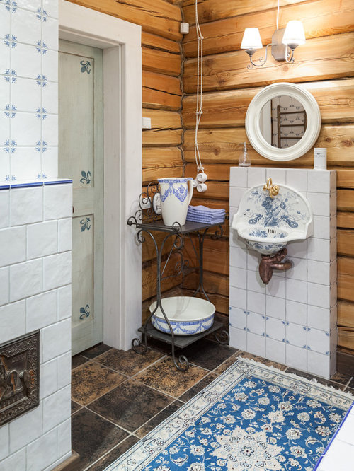 Landhausstil Badezimmer mit blauen Fliesen Ideen, Design & Bilder | Houzz