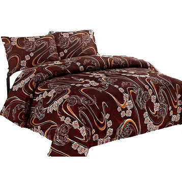 Tache Melted Gold Brown Floral Duvet Cover Set, Twin