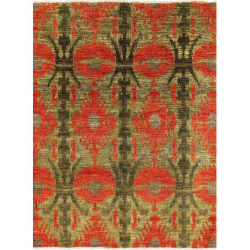 Modern Ikat Hand-Knotted Area Rug, 7'10"x10'3"
