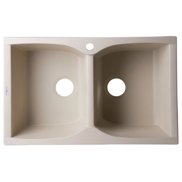ALFI AB3220DI-B Biscuit 32" Drop-In Double Bowl Granite Composite Kitchen Sink