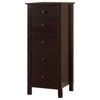 Bowery Hill Transitional 5-Drawer Solid Wood Lingerie Dresser Chest in Espresso