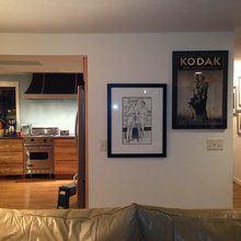 adjacent to the fireplace wall -- lake facing, and opposite lake facing