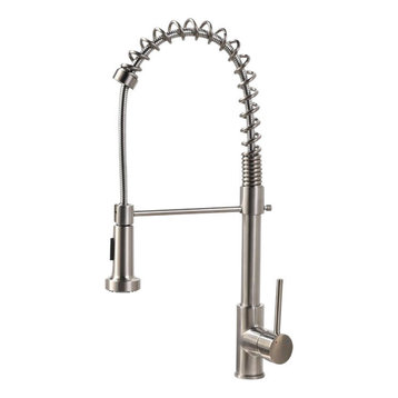 Quilmes Brushed Nickel Kitchen Sink Faucet With Pull Down Sprayer