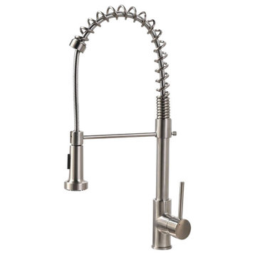 Quilmes Brushed Nickel Kitchen Sink Faucet With Pull Down Sprayer