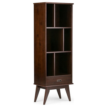 Draper Solid Hardood64x22" Modern Bookcase & Storage Unit in Medium Auburn Brown